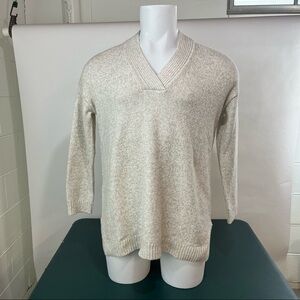 J. Jill V-Neck Long Sleeve Pullover Sweater Cream Medium Womens (444)